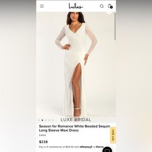 Lulus Season for Romance White Beaded Long Sleeve Maxi Dress Bridal Wedding
